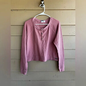 Roxy Waffle Knit Crop Top - Size L - Oversized Beachy